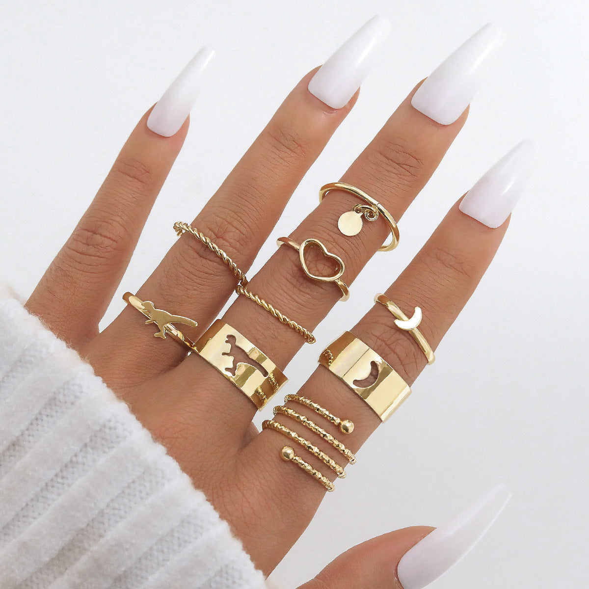 Personality Simple Twin Style Golden Spring Rings