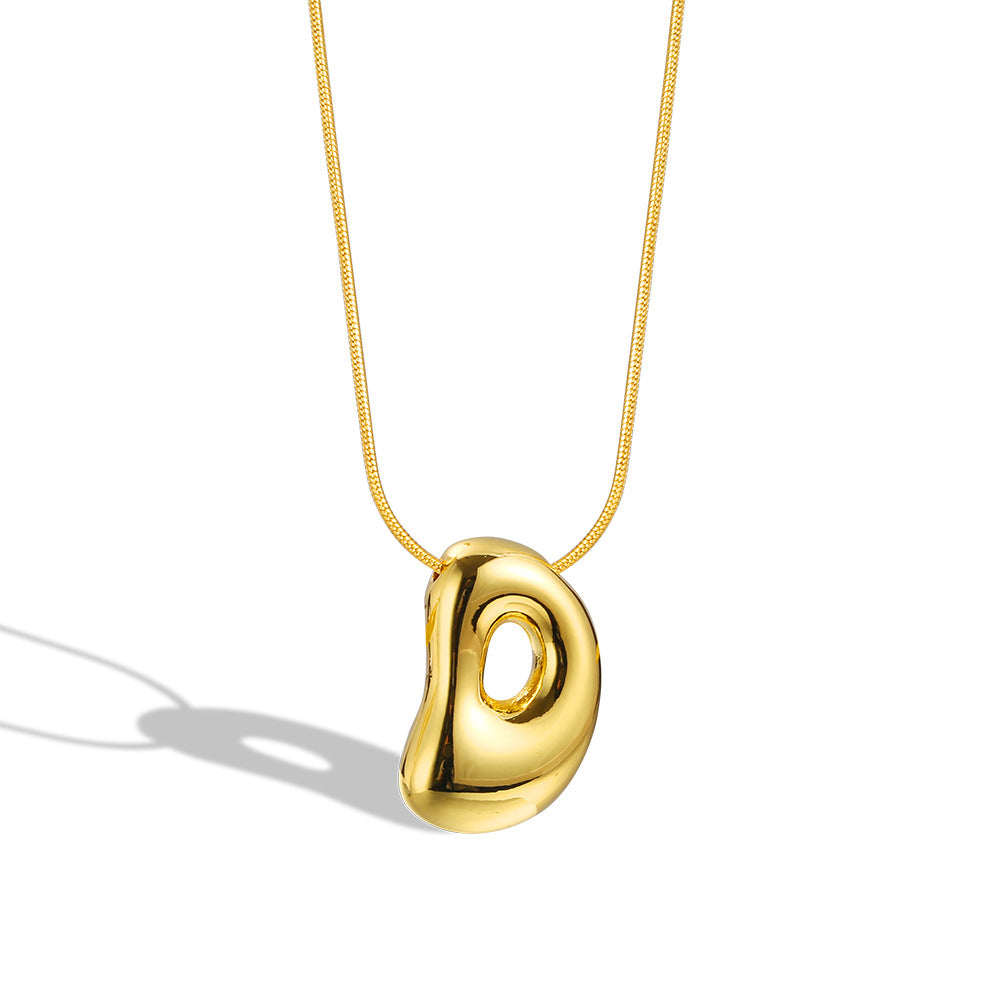 Balloon Bubble Chubby Letter Copper Plated Necklaces