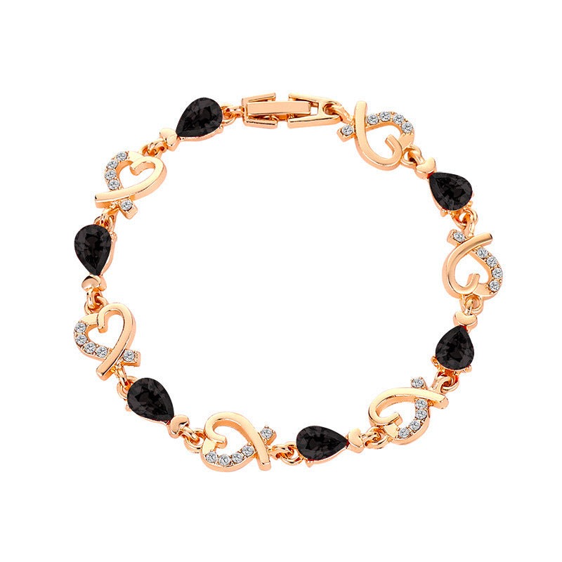 Women's Baroque Heart-shaped Crystal Three-dimensional Hollow Flower Vintage Bracelets