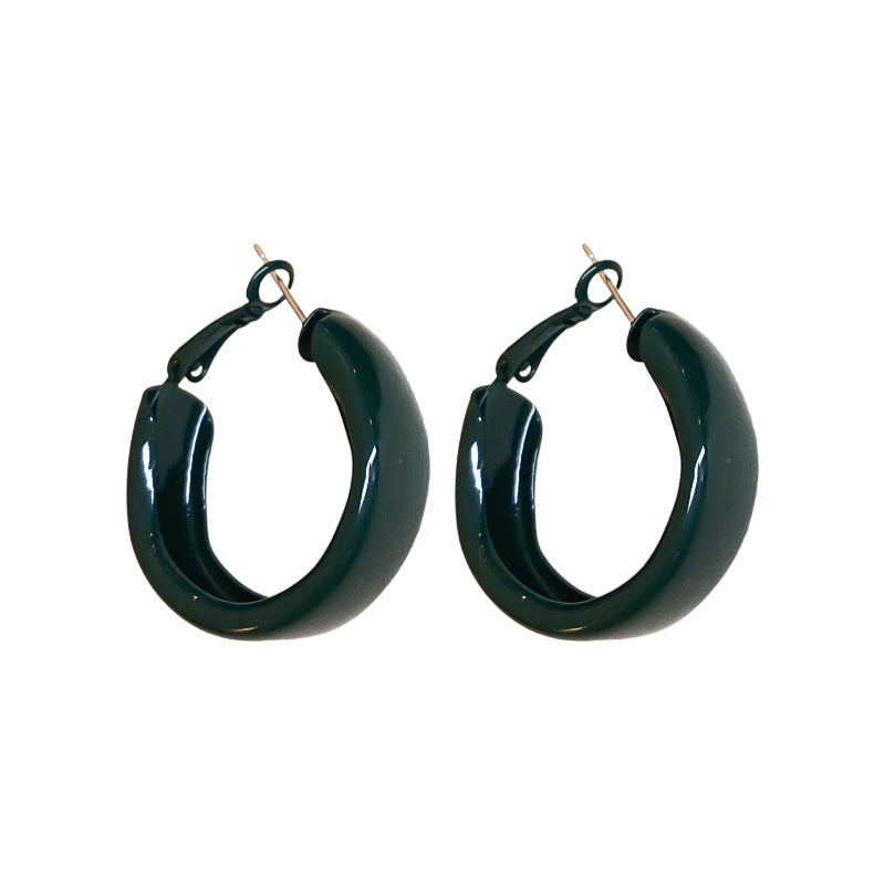 Spray Paint Round Retro Simple Design Ear Earrings