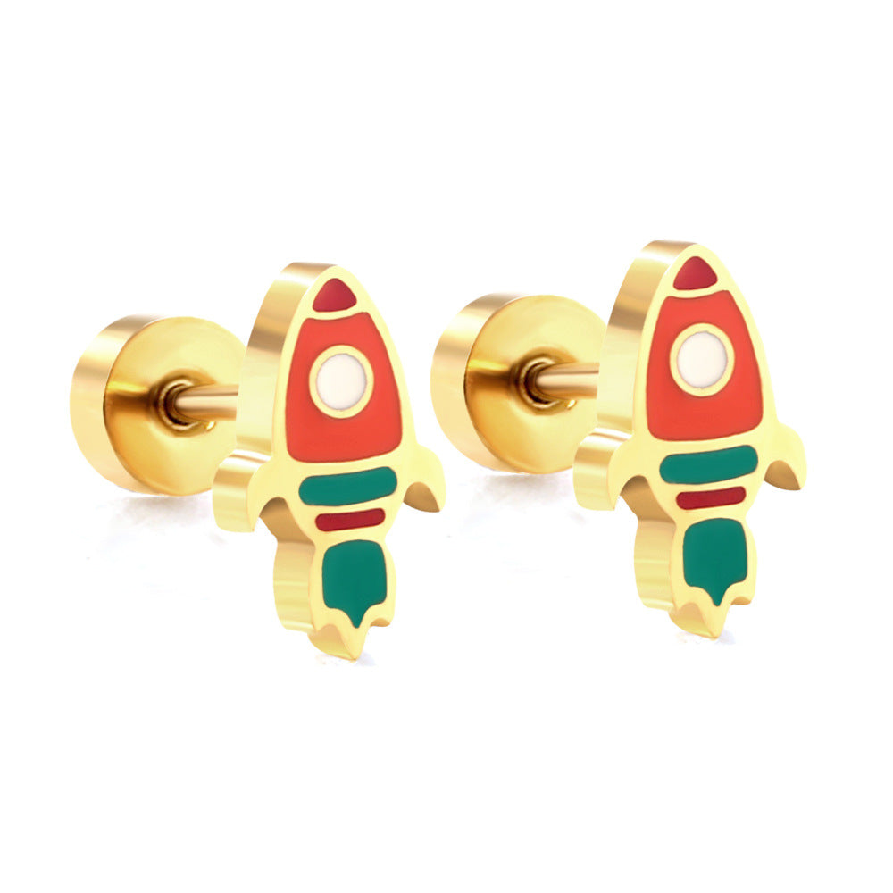 Colorful Yellow Duck Creative Personality Electroplated Earrings