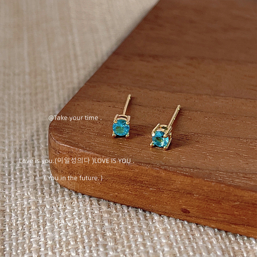 Micro Inlaid Zircon Sier Needle Plated Simple Fresh Earrings