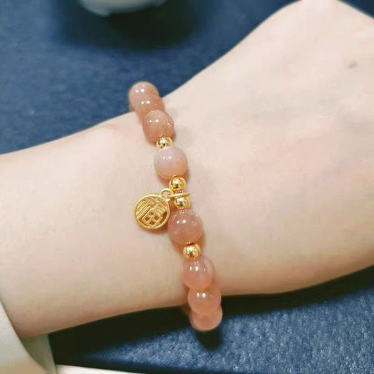 Women's Sunstone Beads High Sense Crystal Hand Beading Bracelets