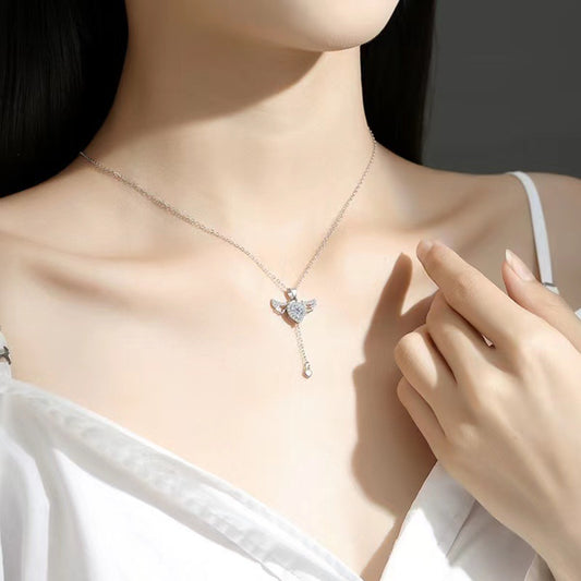 Cupid Heart Angel Clavicle Chain Wings Tassel Fashion Necklaces