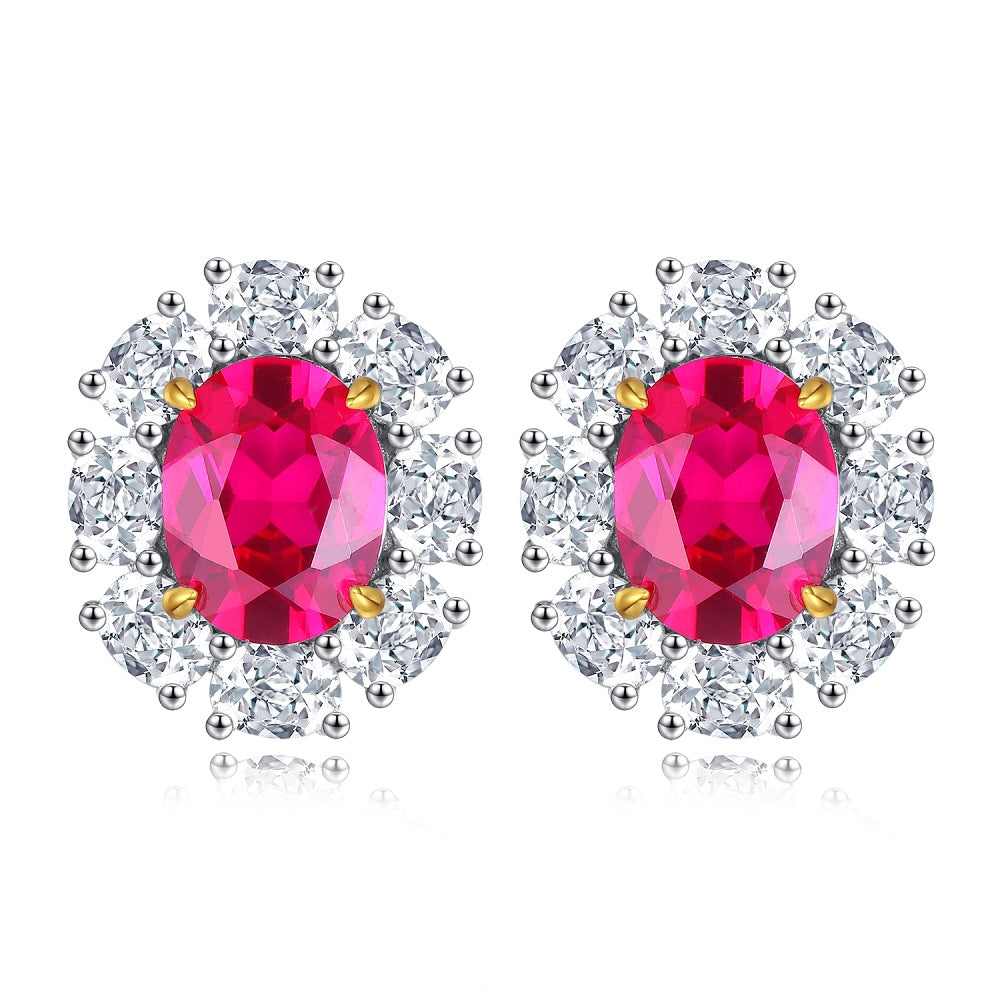 Women's Sterling Sier For Full Rhinestone Zircon High Carbon Earrings