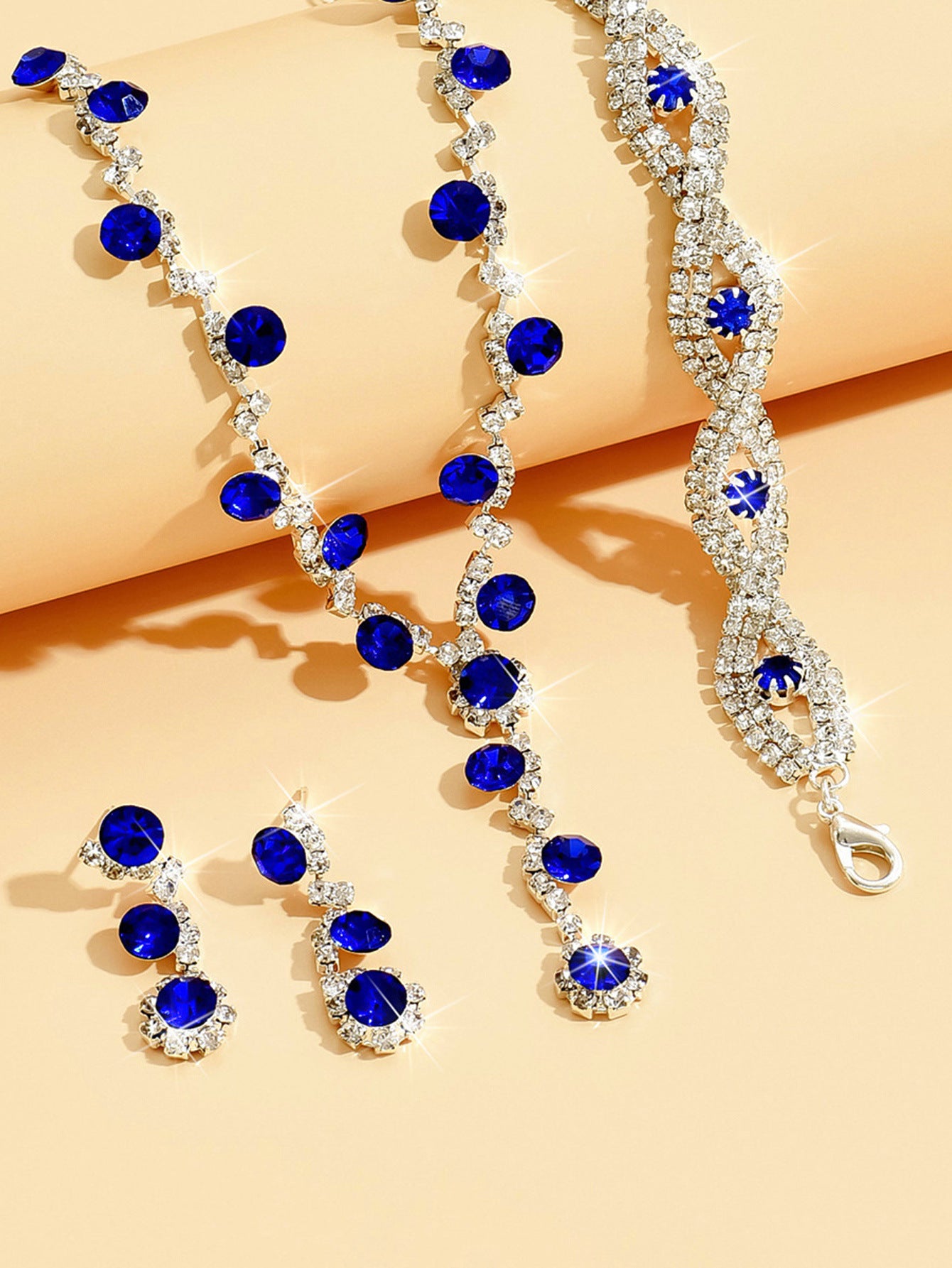 Comfortable Pretty Sunflower Rhinestone Three-piece Wedding Jewelry Set