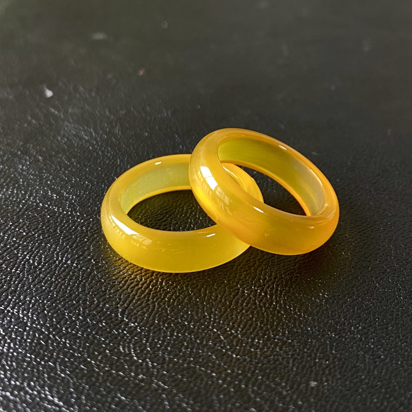 Natural Agate Shank Flexible Jade Chalcedony Couple Live Ring
