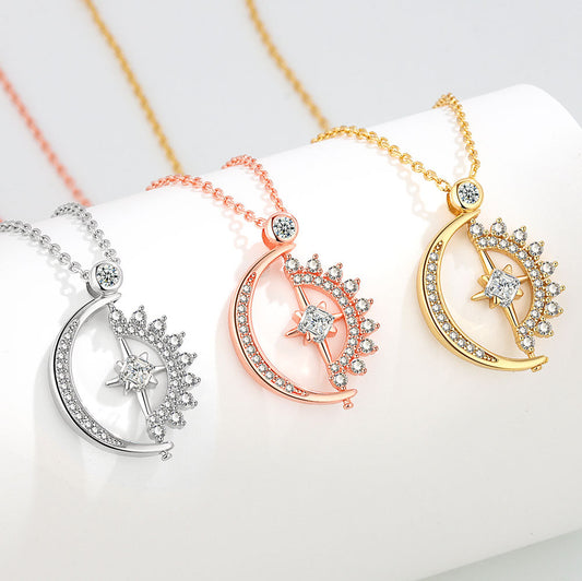 Sun Moon Heart Female Rotatable Personality Necklaces