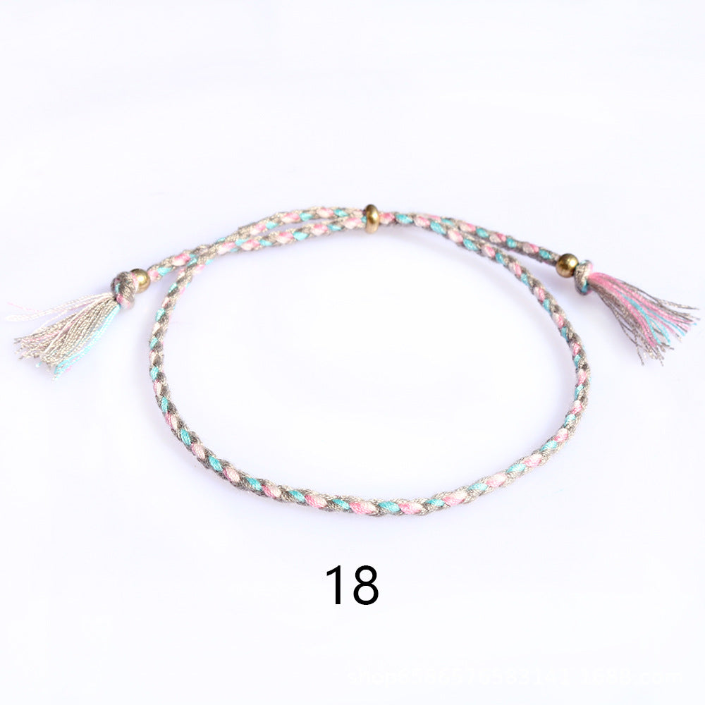 Women's & Men's Colorful Cotton String Friendship Copper Bead Bracelets