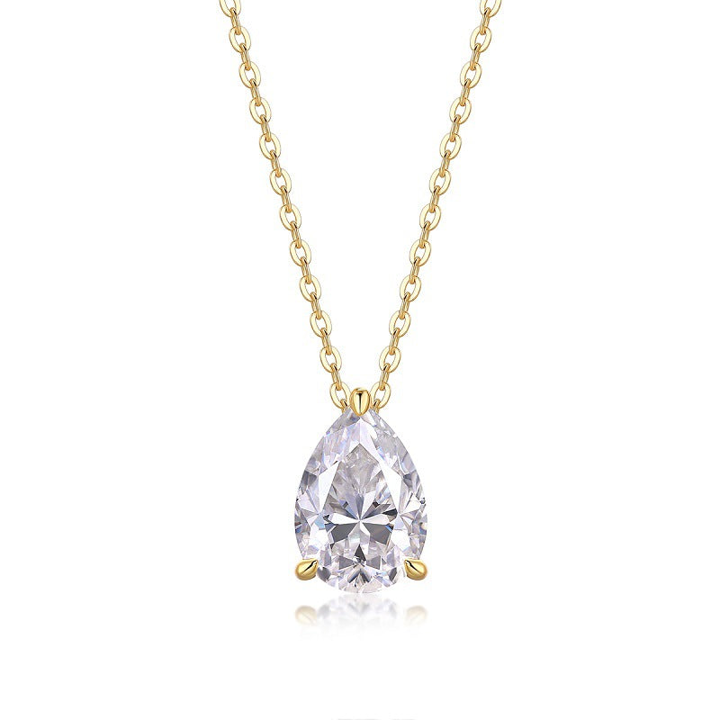 Women's Summer Design Water Drop Moissanite Sier Necklaces