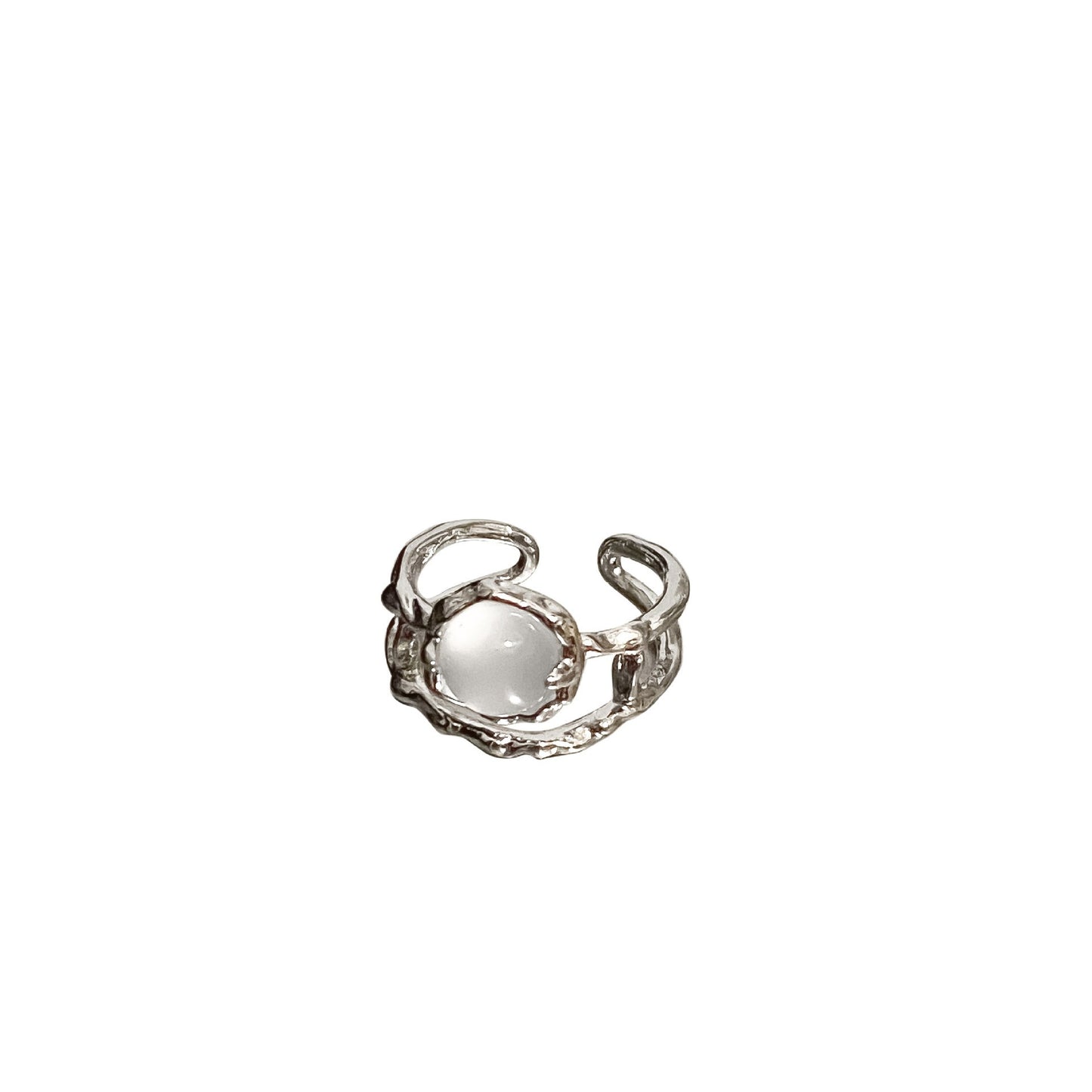 Moonstone Diamond Two-piece Female Niche Design French Simple Index Rings