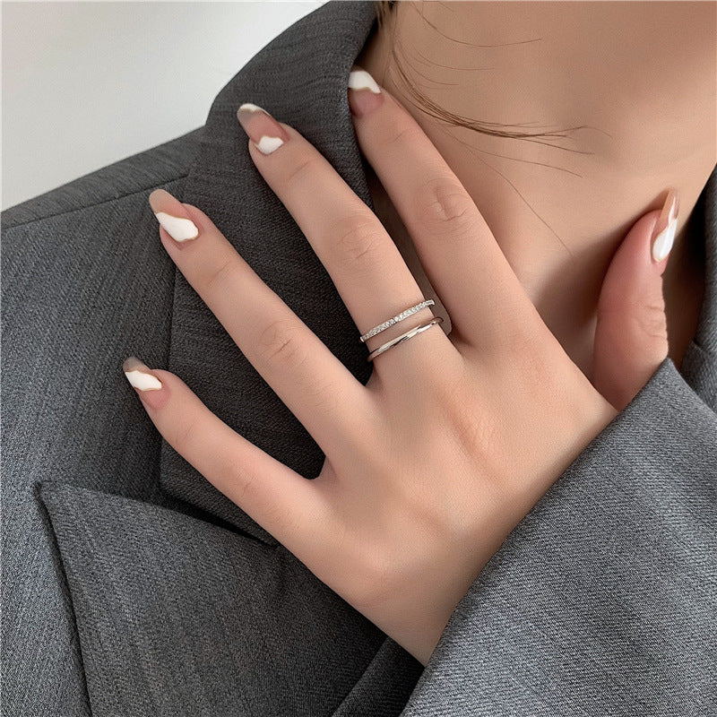 Rhinestone Couple Korean Fashion Simple Gold Rings