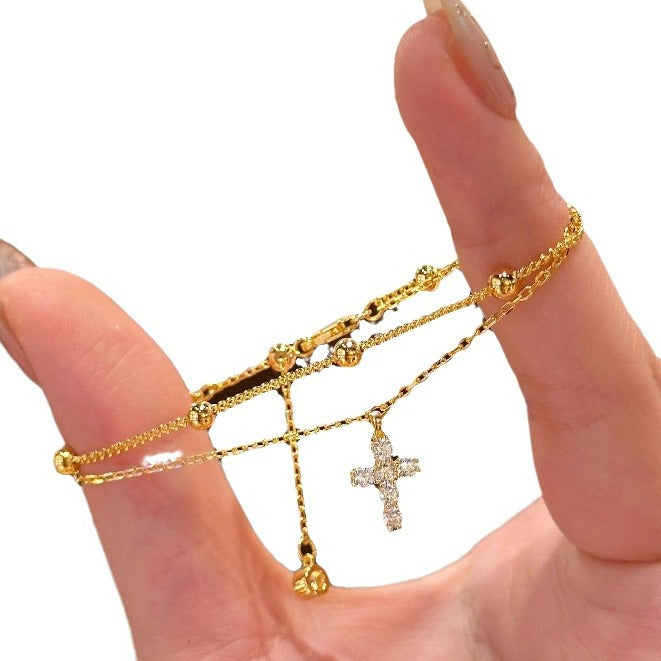 Double Layer Cross Fashion Inlaid Zircon Bracelets