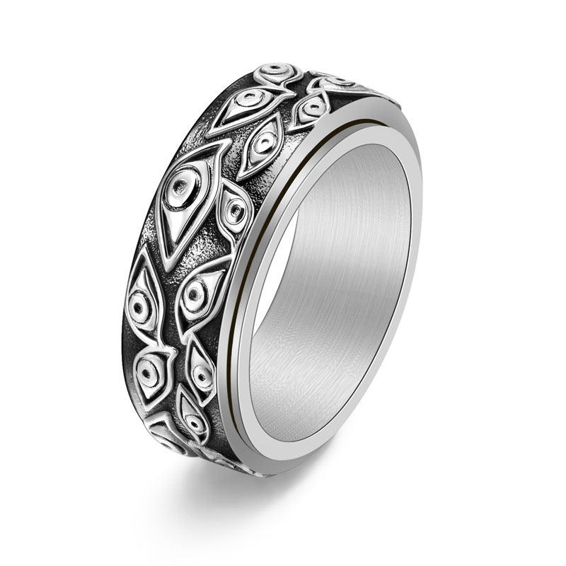 Men's Steel Atmospheric Rotatable Eye Trendy Retro Domineering Rings
