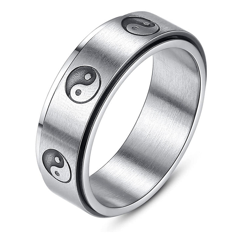 Men's Ornament Stainless Steel Rotating Decompression Gossip Rings