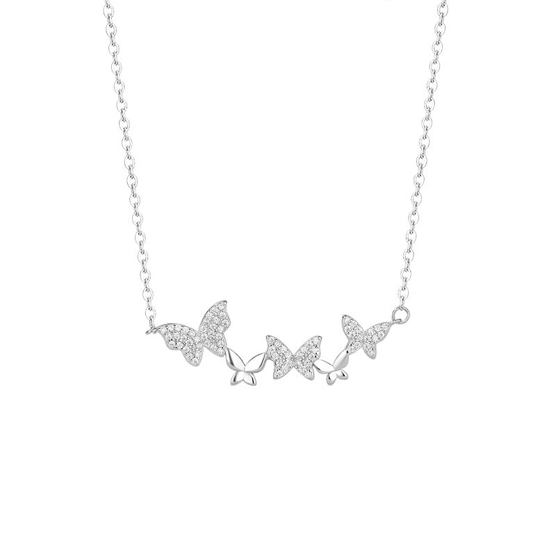 Pure Sier Fresh Five Butterfly Female Light Necklaces