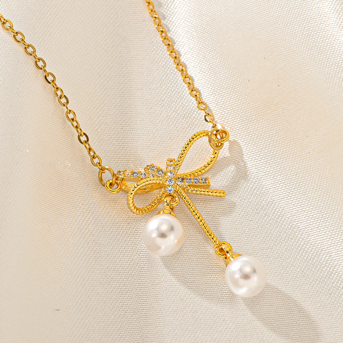 Women's Regular Chain Gang Drill Electroplated Bow Necklaces