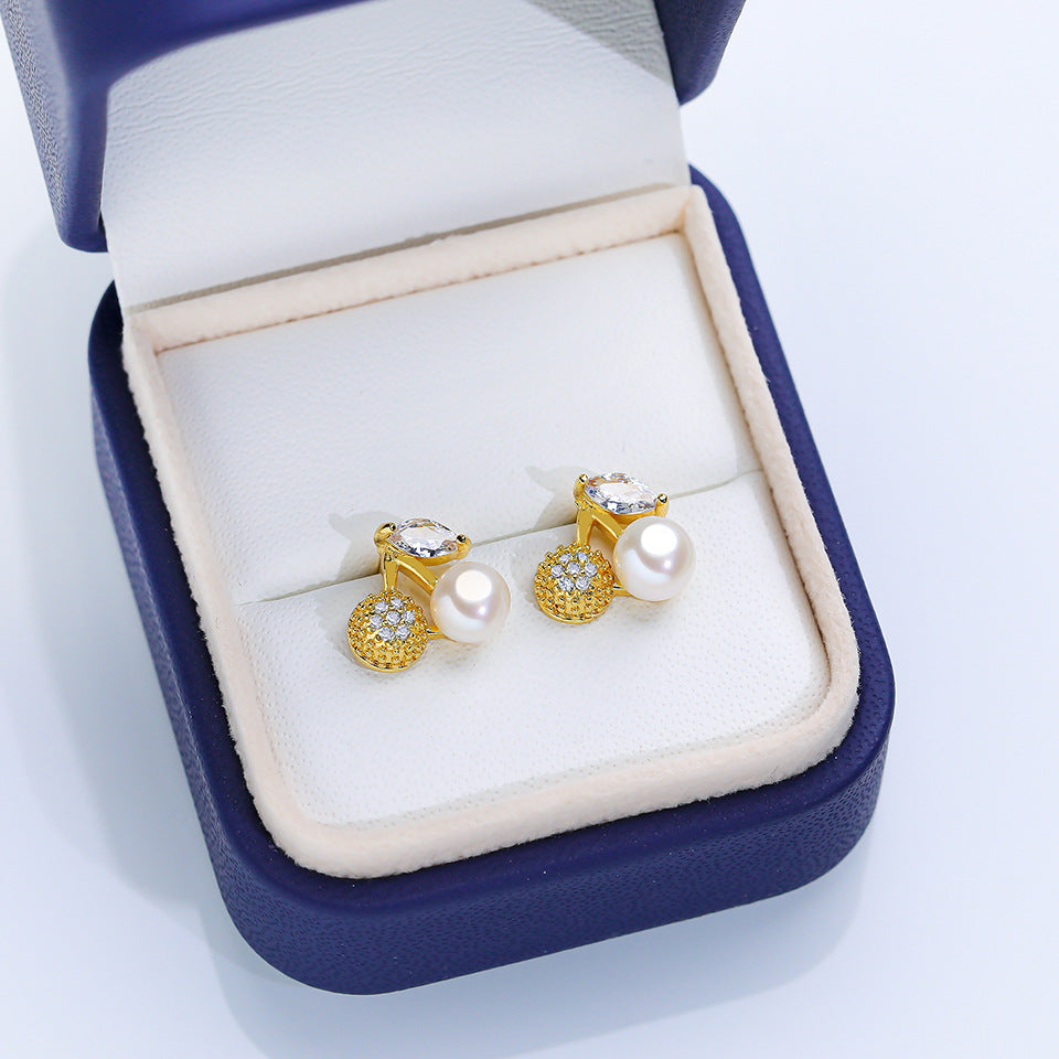Women's Pearl Ear High-grade Square Simple Temperament Stud Earrings