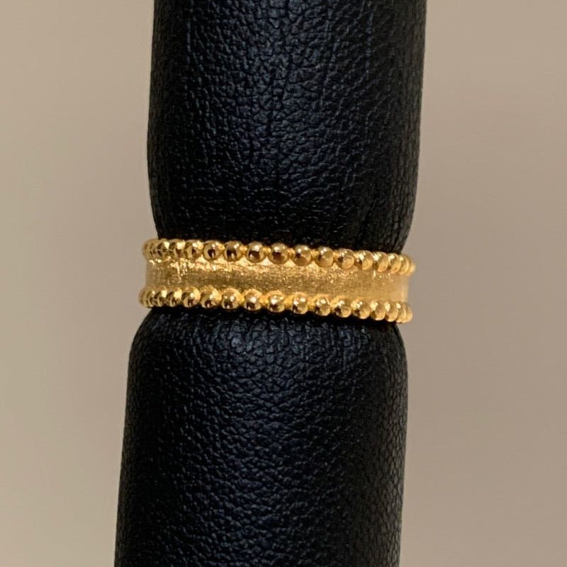 Light Luxury High-grade Round Beads Edge Brushed Fashion Retro Rings