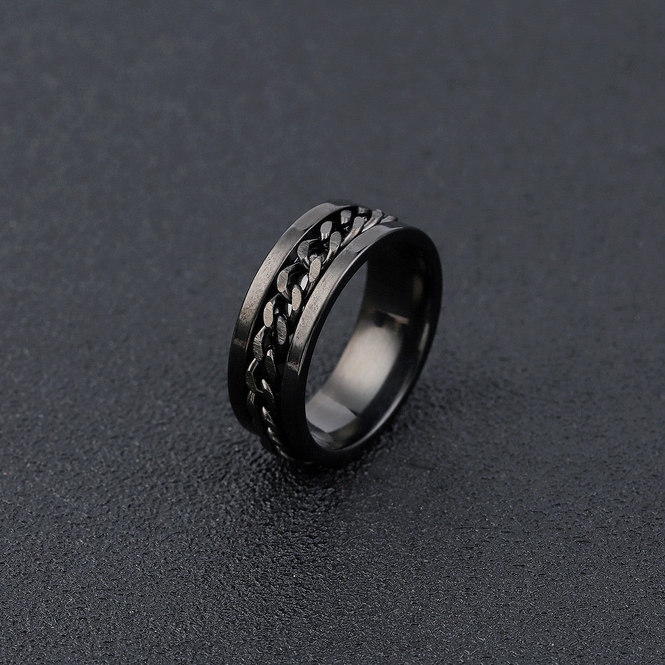 Men's Stainless Steel Trendy Titanium Rotatable Open Rings