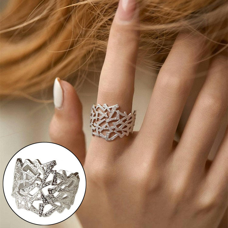 Women's Black Geometric Fashionable Elegant Roman Digital Rings