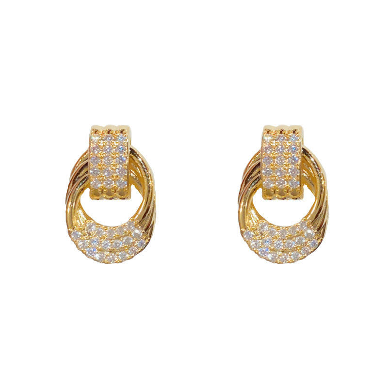 Luxury Fashion Retro Design Zircon Round Earrings