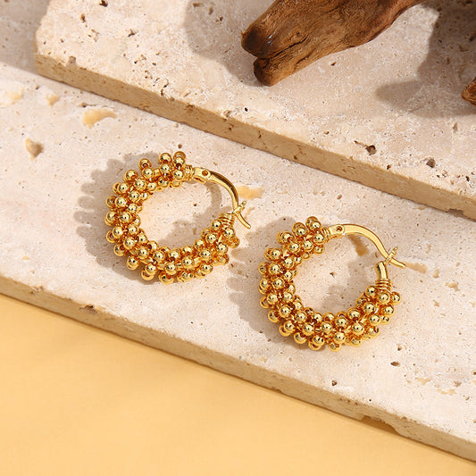 Women's Circle Rhinestone Sier Needle Popular Summer Earrings