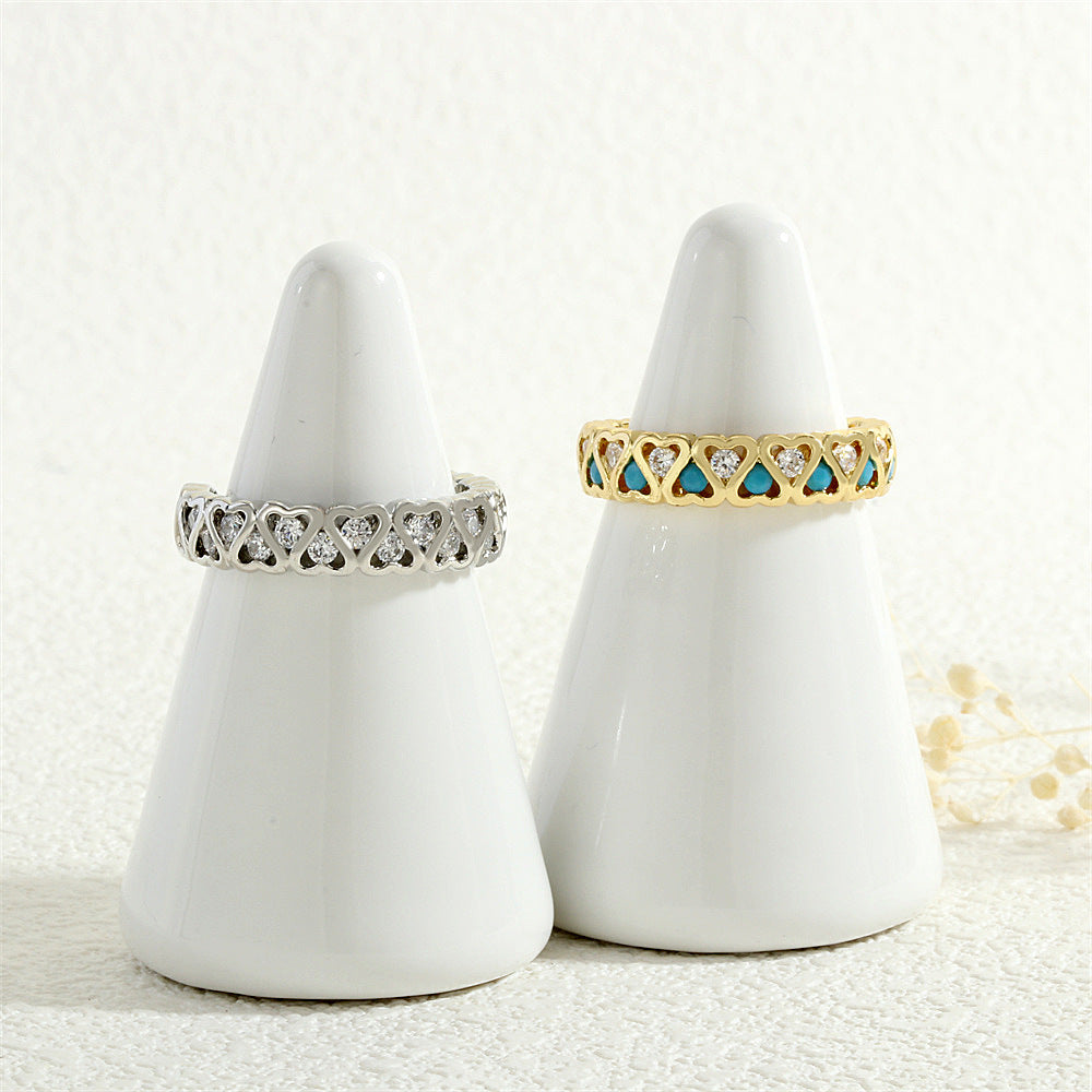 High-grade Copper Gold Heart-shaped Zircon Shape Rings