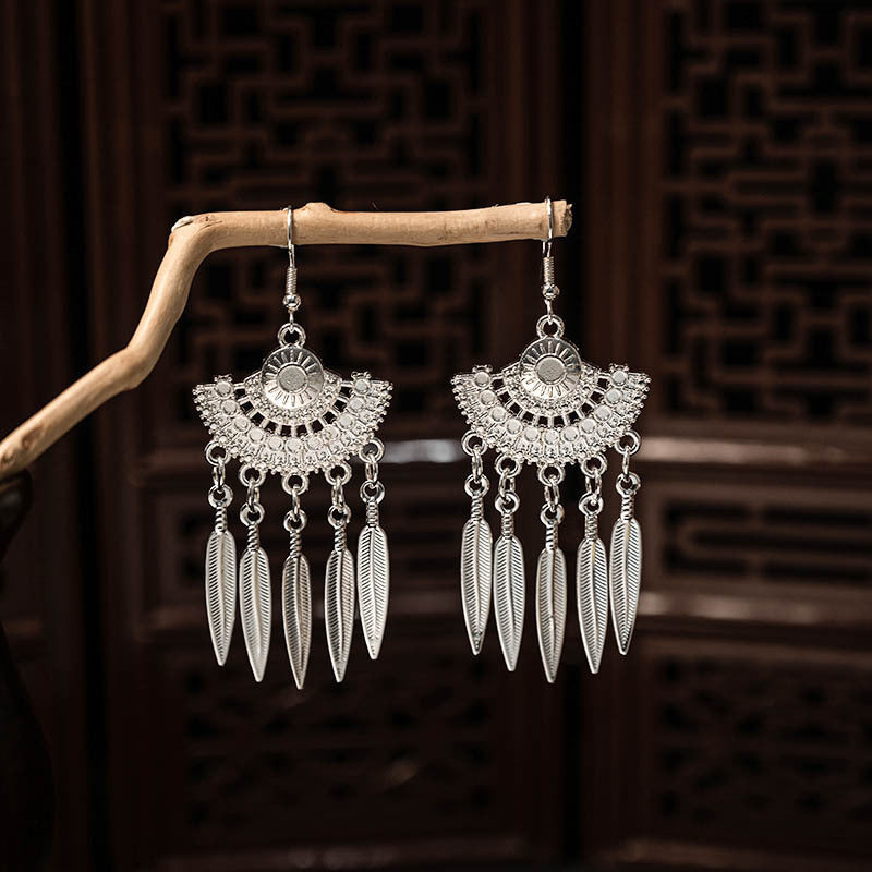 Imitation Miao Sier Ethnic Style Peacock Earrings