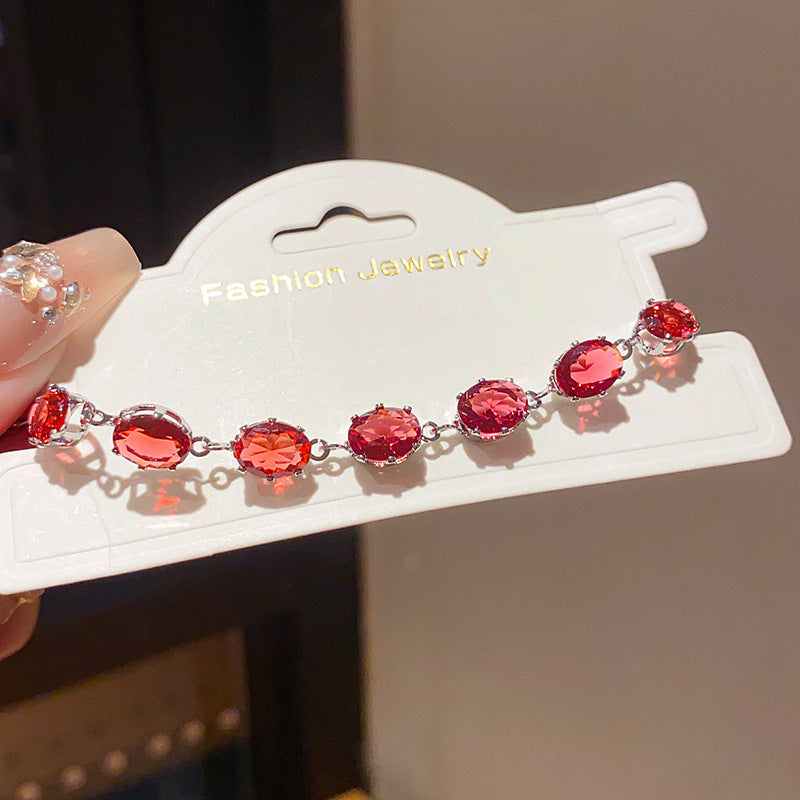 Pink Heart Diamond Flower Light Luxury Minority High Sense Fashion Bracelet