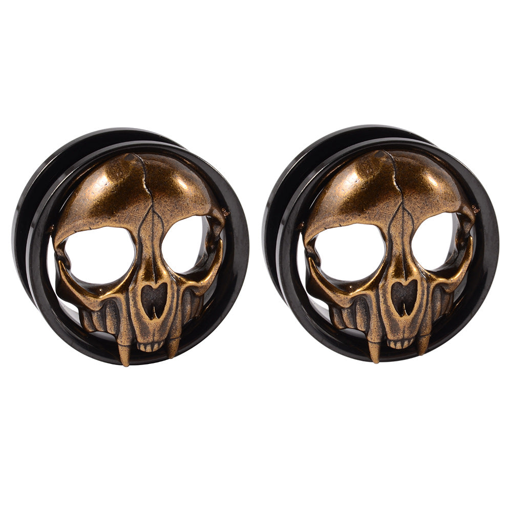 Horn Auricle Bee Snake-shaped Electroplated Skull Gold Earrings