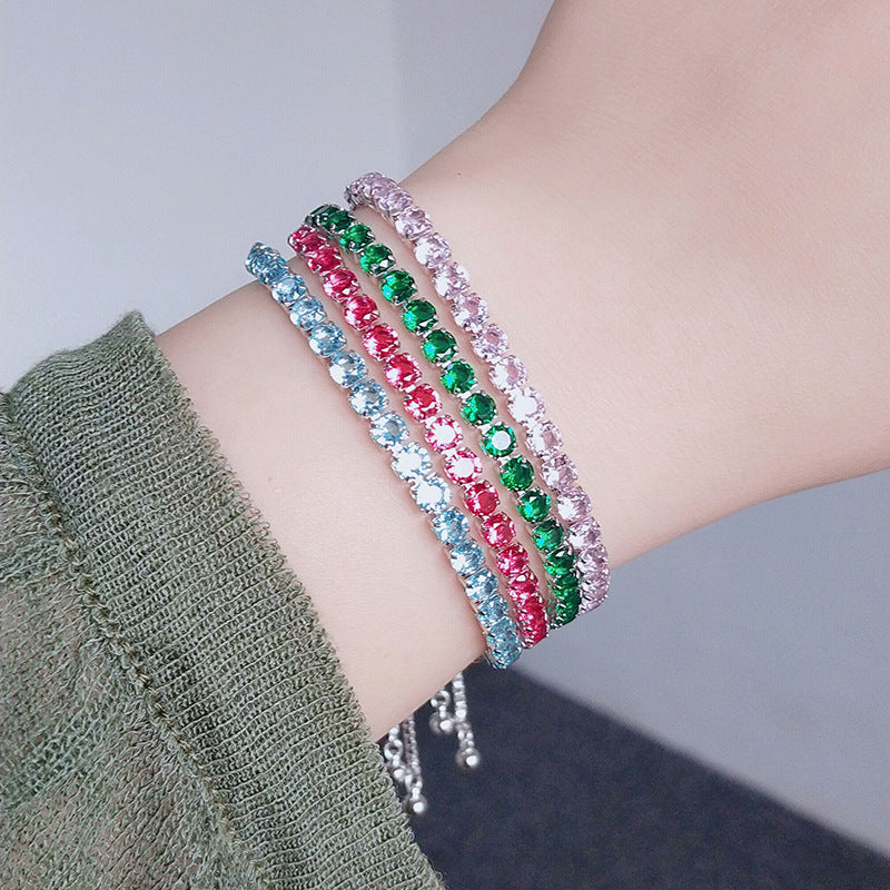 Geometric Round Zircon Female Personality Adjustable Bracelet