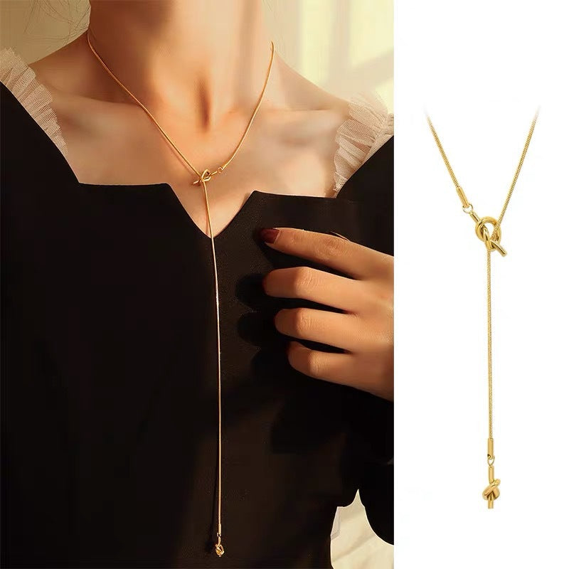 Style Simple Heart-shaped Knotted Tassel Female Necklaces