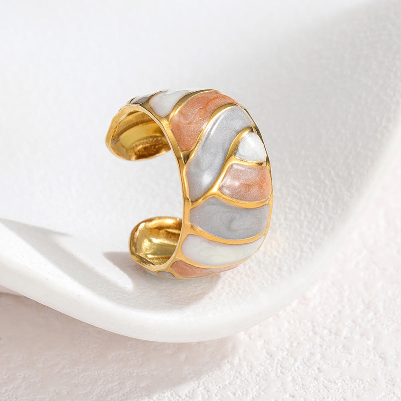 Geometric Irregular Lines Drip Open Fashion Titanium Rings