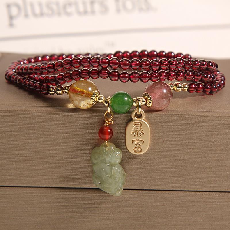 Women's Natural Garnet Crystal Jewelry Girlfriend Gifts Bracelets