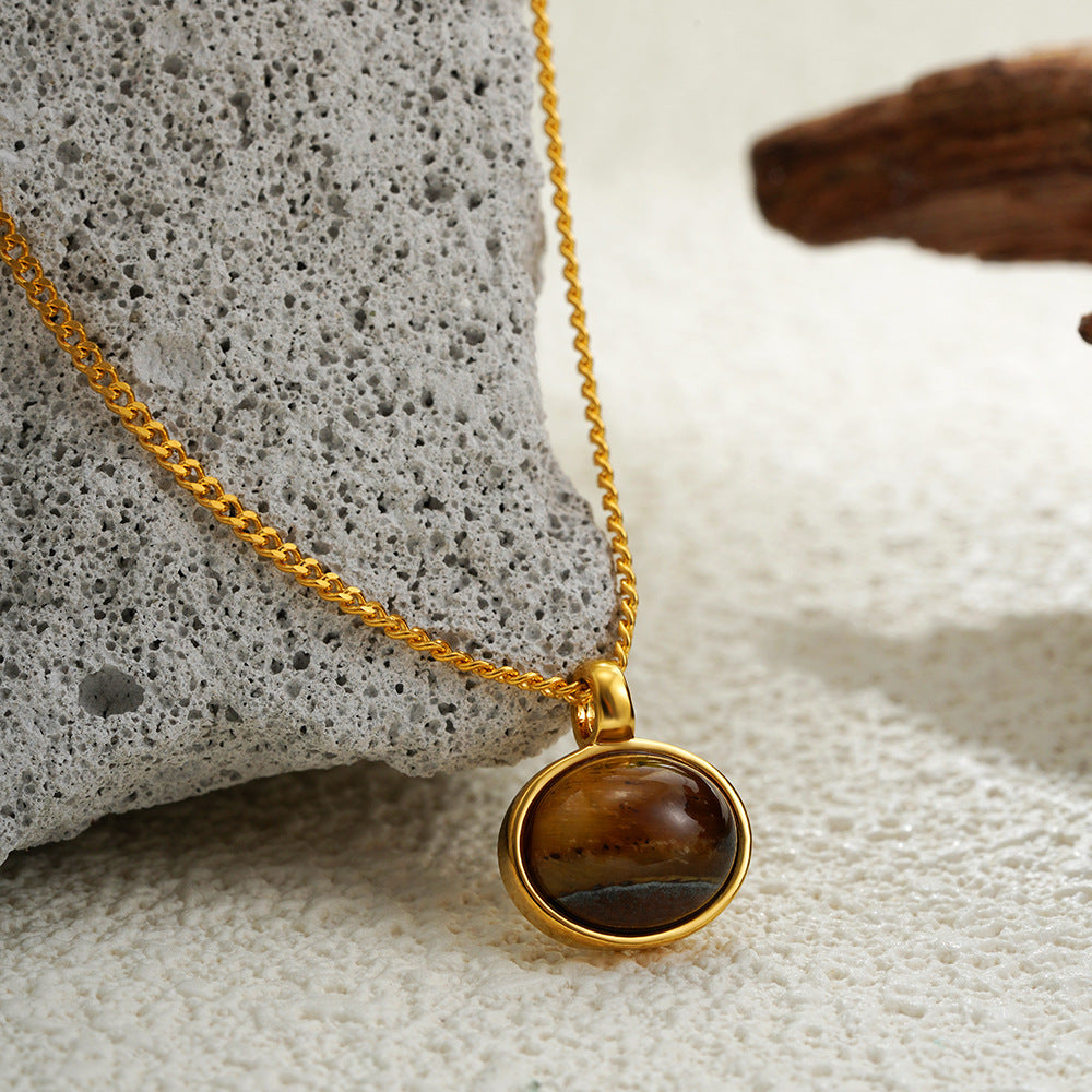 Oval Static Luxury Style Agate French Simplicity Necklaces