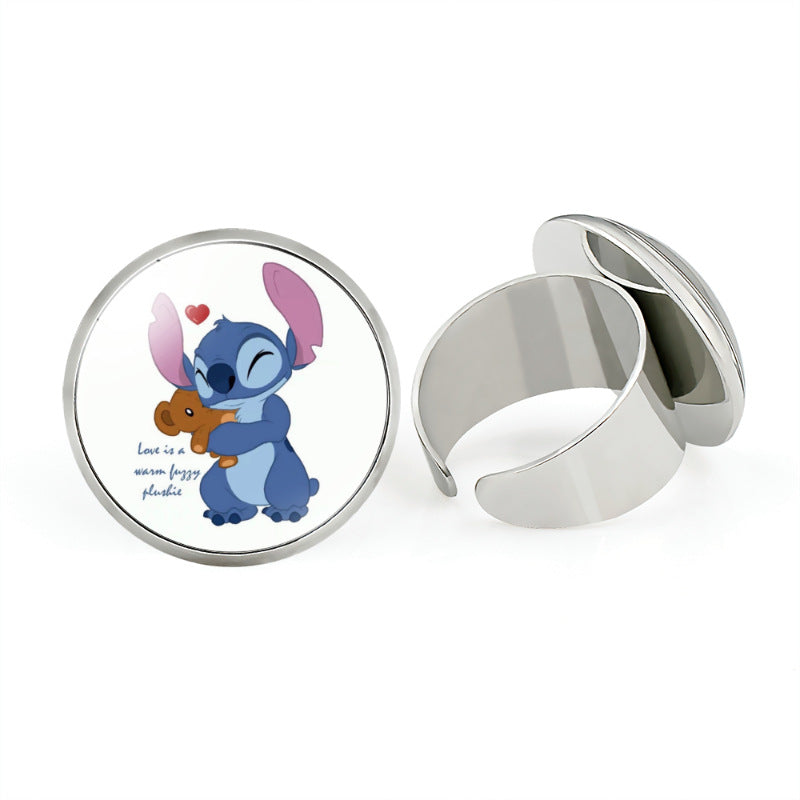 Star Stitch Cartoon Pattern Open Adjustable Rings