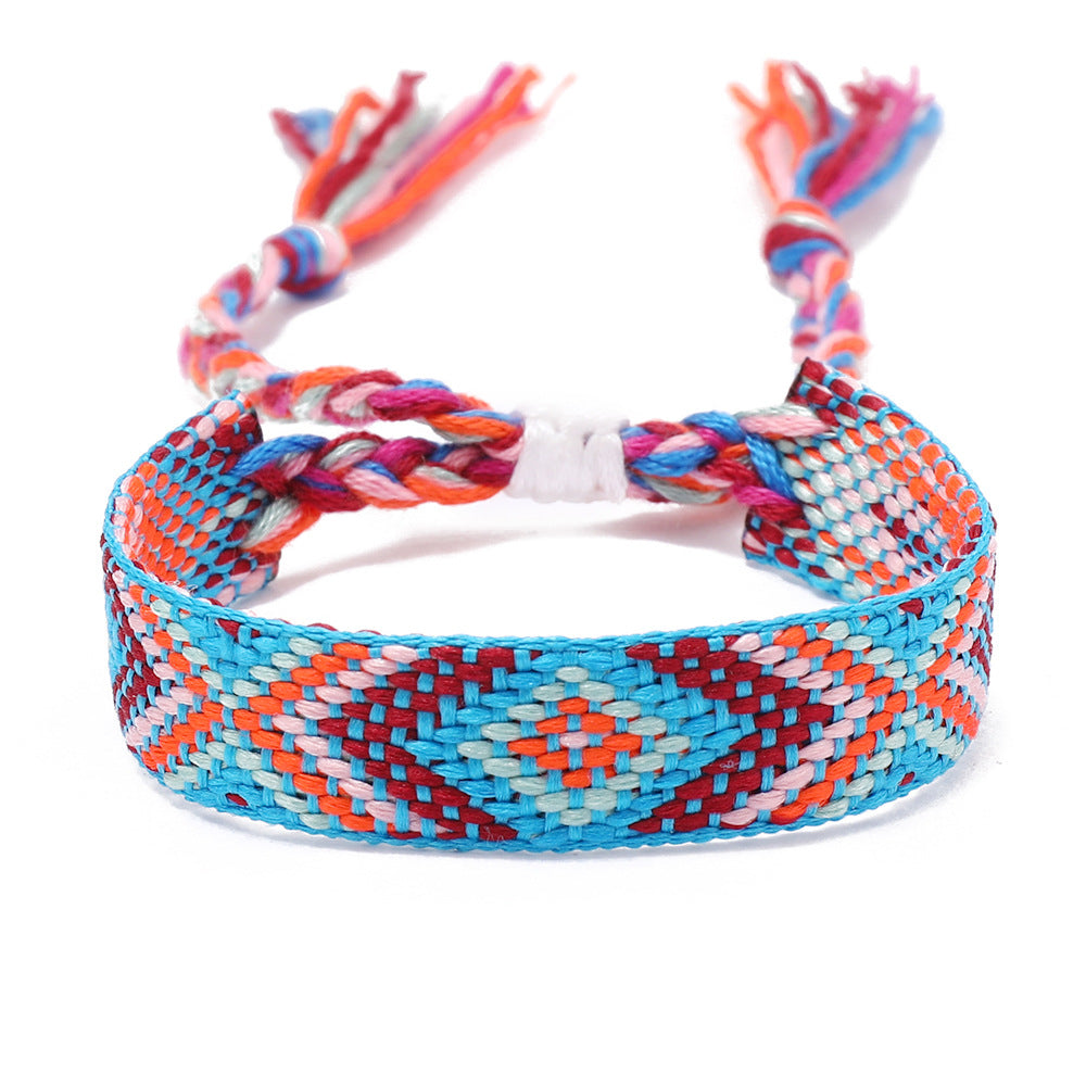 Women's Style Plaid Cotton Linen Colorful Nepal Bracelets