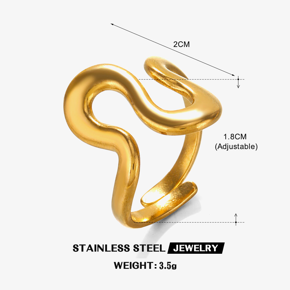 Women's Stainless Steel Irregular Shaped Retro Line Rings