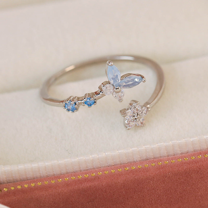 Micro Inlaid Zircon Niche Design Adjustable Rings