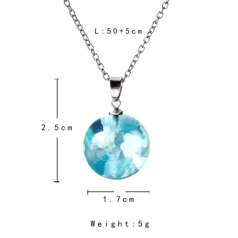 Style Transparent Spherical Resin Luminous Planet Blue Sky Necklaces