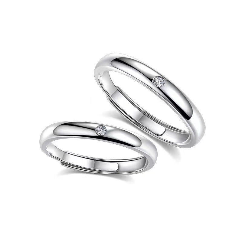 Love Couple Single Diamond Simple Open Female Rings