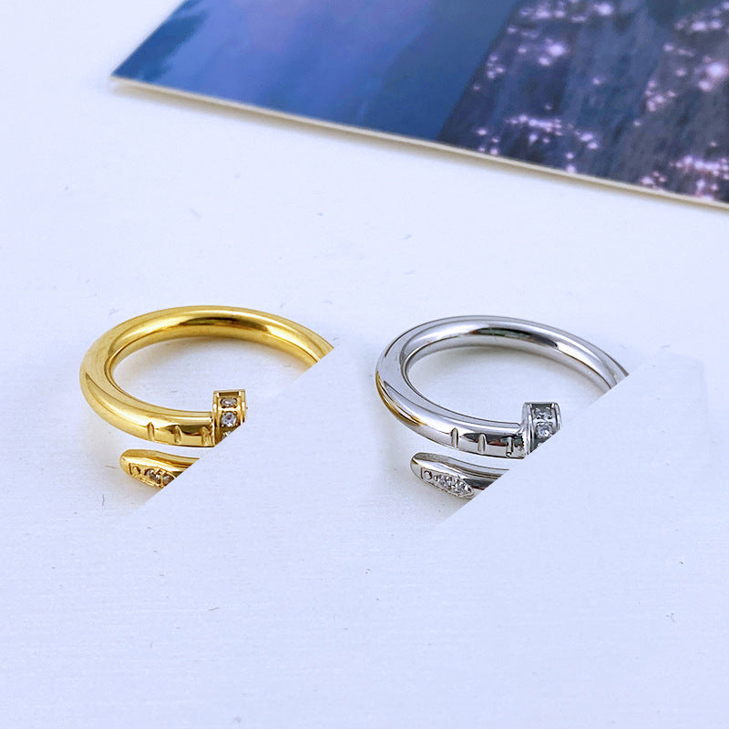 High-grade Light Luxury Nail Titanium Steel Couple Rings