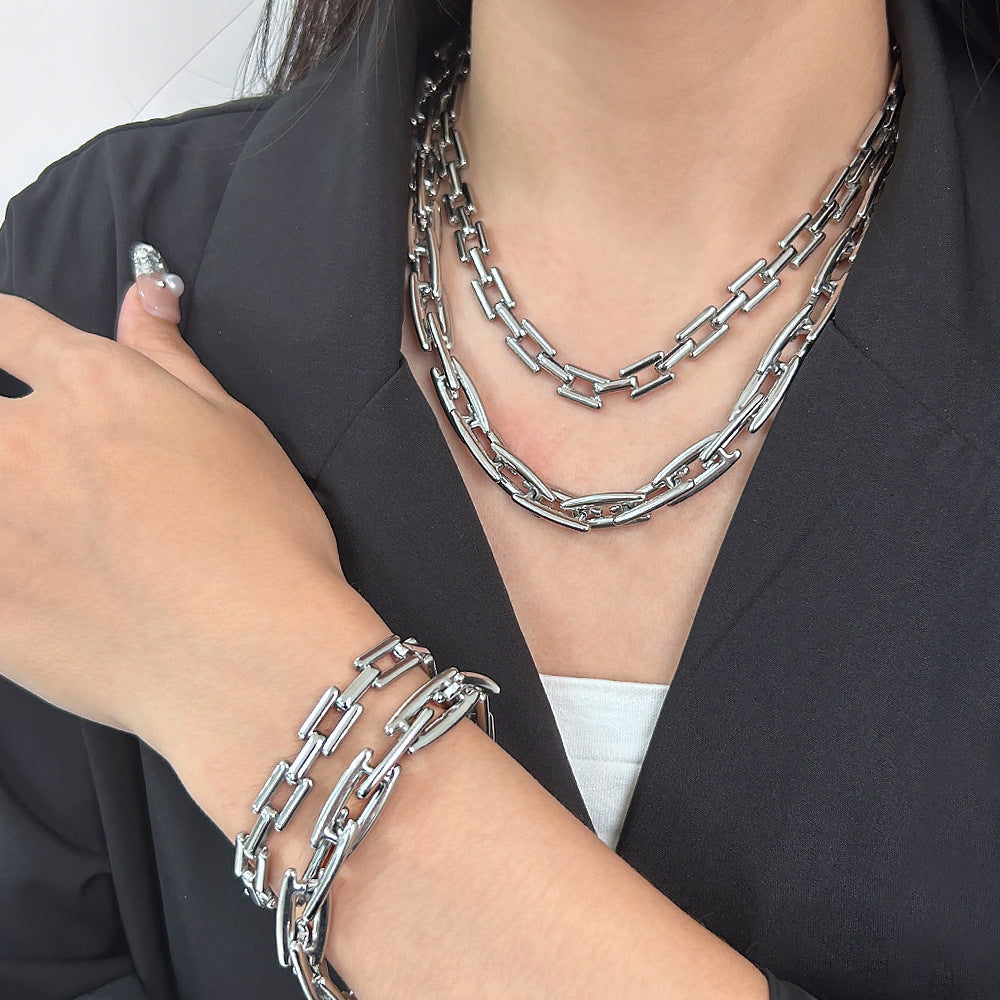 Trendy Stainless Gold Handmade Chain Waterproof Jewelry Set