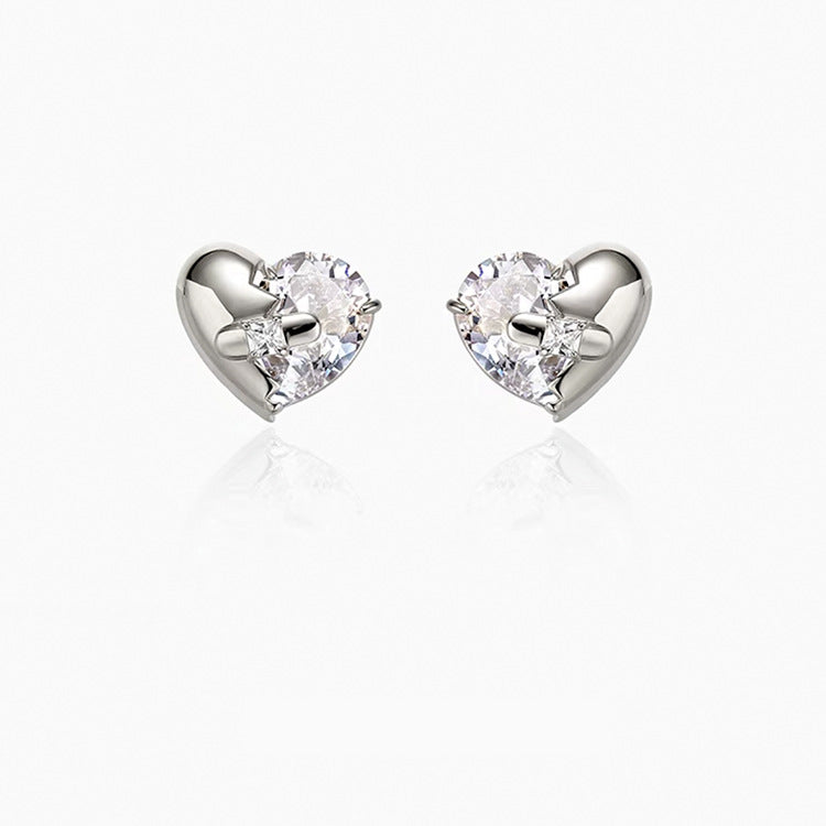 Women's Design Irregular Metal Heart-shaped Zircon For Earrings