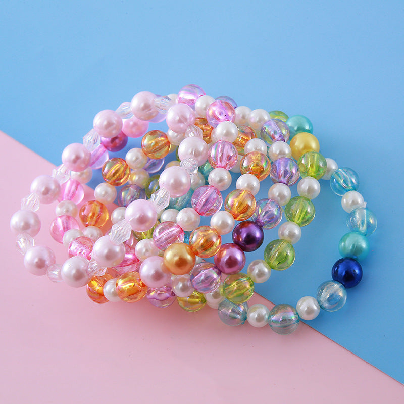 Cute Cartoon Transparent Beads Imitation Pearl Bracelets