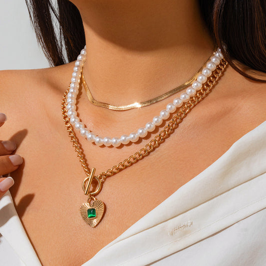 French Style Drop-shaped Pearl Clavicle Chain Pendants