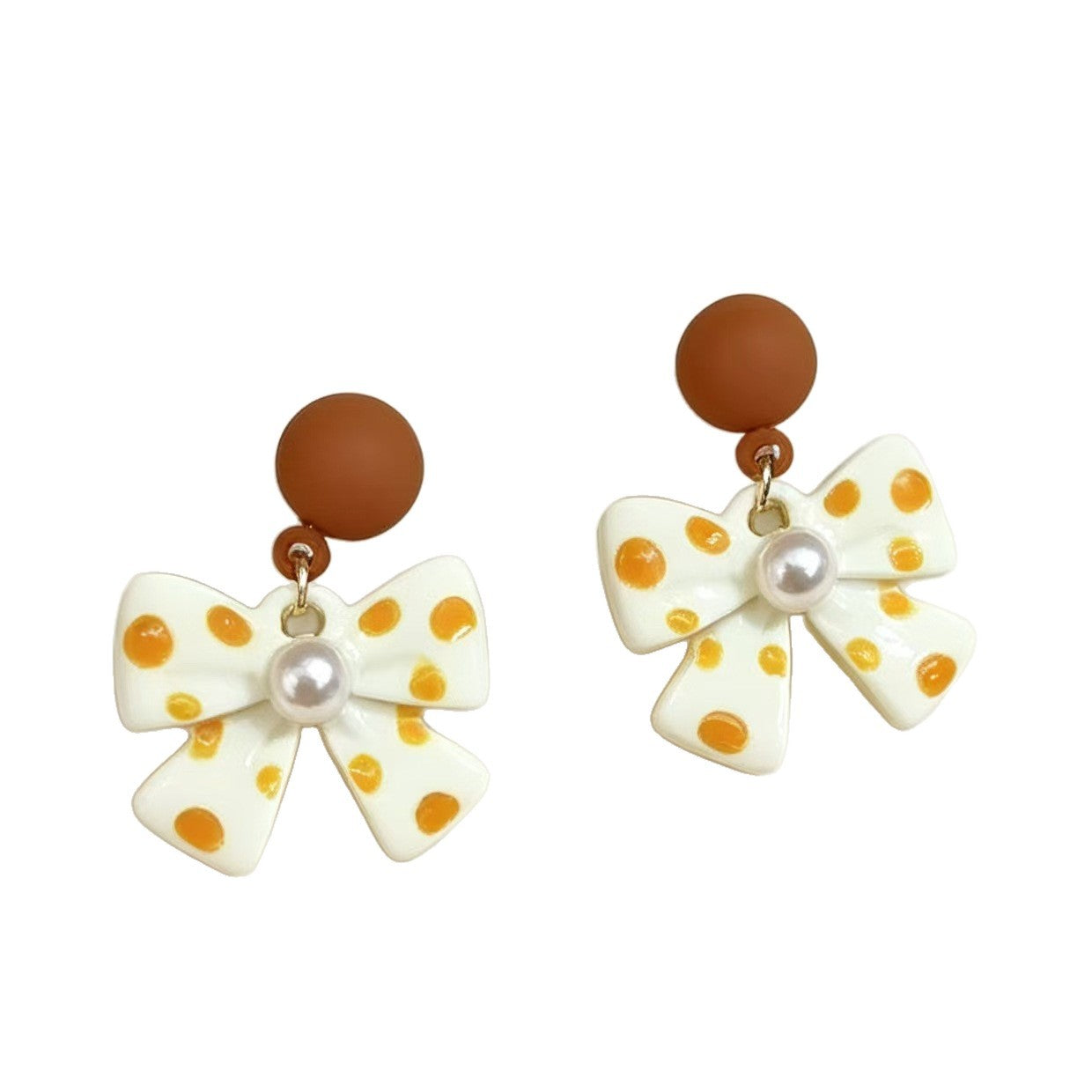 Polka Dot Bow Pearl High-grade Sweet Girlish Ear Earrings