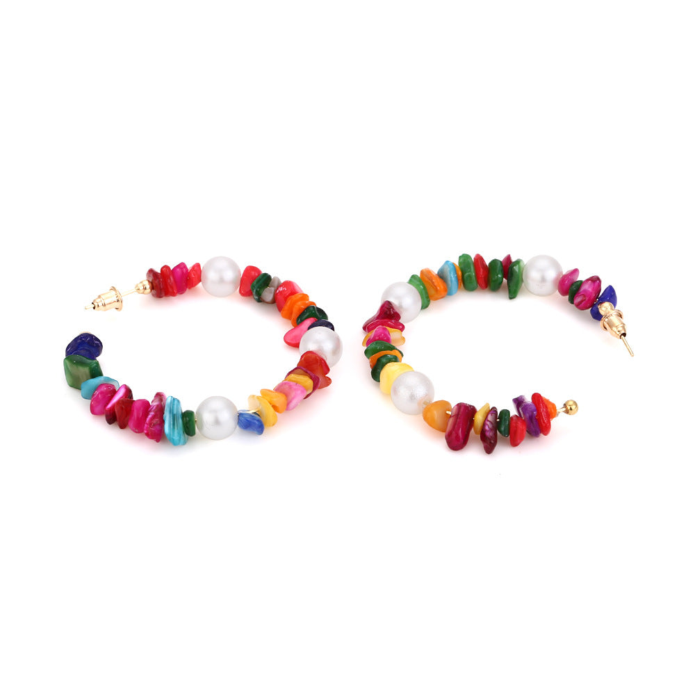 Large Circle Light Luxury Personality Imitation Pearl Earrings