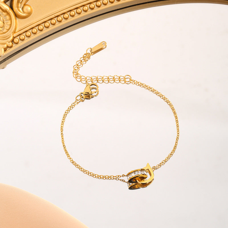 Simple Letter Diamond Female Clavicle Chain Earrings